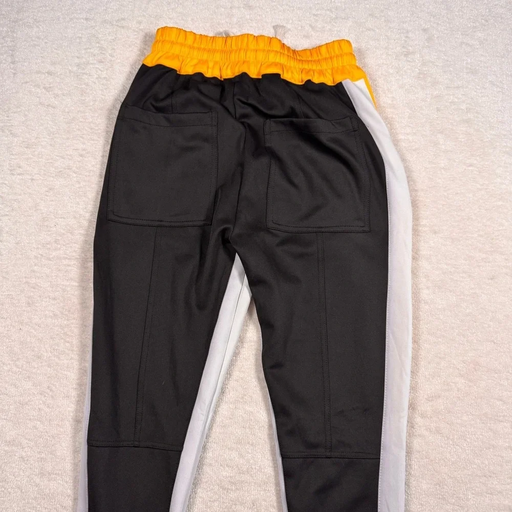 GVAPI Mens Colorblock‎ Track Pants Yellow Black White Size 28 Streetwear Joggers